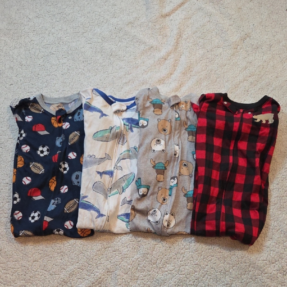 4 Pack Carter's Kids Pajama Set - Navy, Blue, Gray, Red